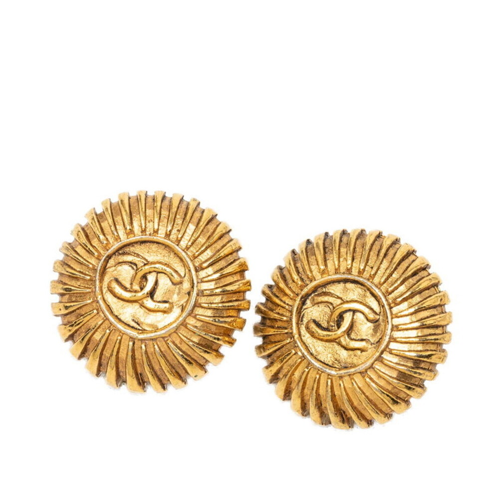 Chanel Vintage Round Earrings, Gold Plated, Women's.